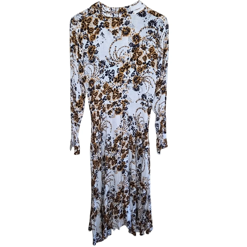 Free People | Boho Tough Love Long Sleeve Midi Shirt Dress Size 10